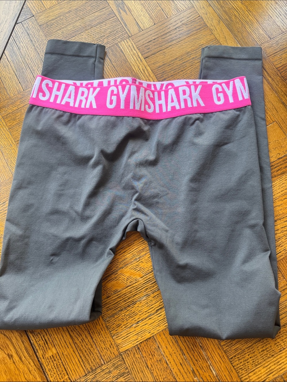 Gymshark leggings Charcoal Leggings with Pink Logo Waistband
